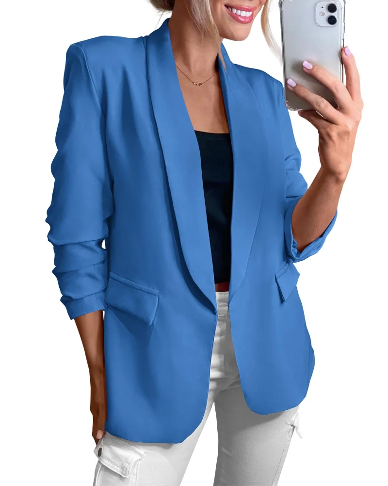KIRUNDO Single-Button Lapel Blazer in Blue