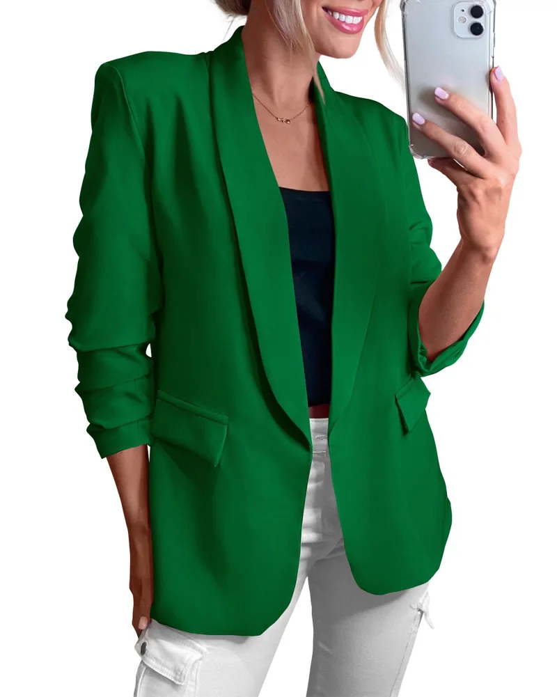 KIRUNDO Single-Button Lapel Blazer in Green