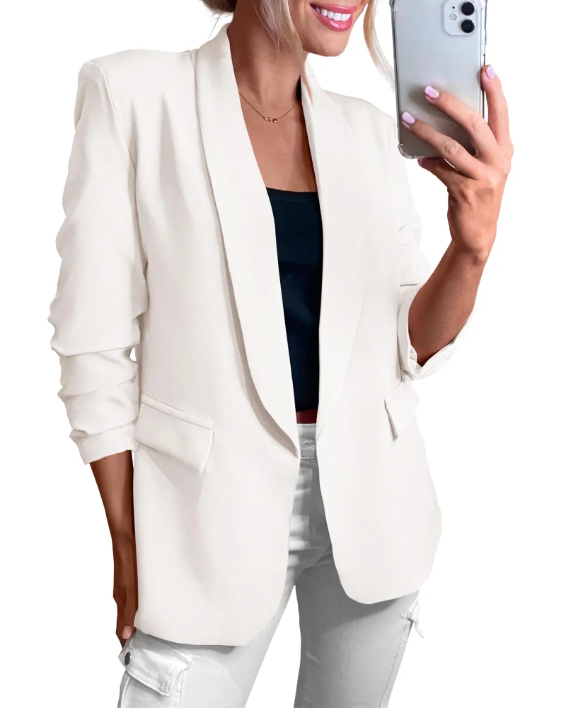 KIRUNDO Single-Button Lapel Blazer in White