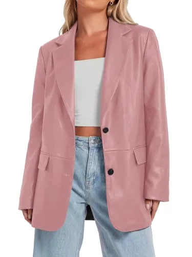 KIRUNDO Faux Leather Blazer in Pink