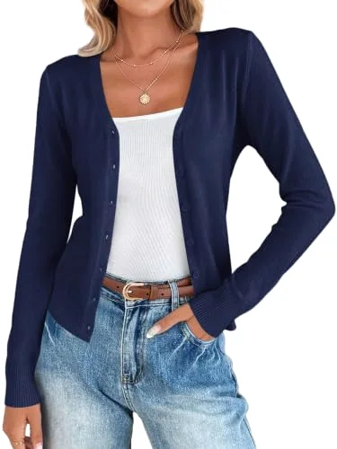 KIRUNDO Lightweight Button-Down Cardigan in Navy Blue