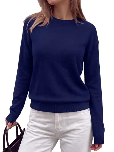 KIRUNDO Lightweight Crewneck Sweater in Navy Blue