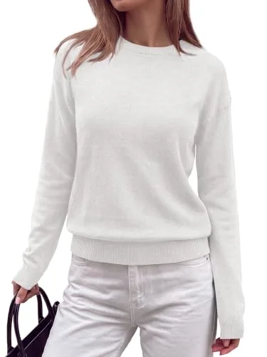 KIRUNDO Lightweight Crewneck Sweater in White