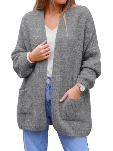 KIRUNDO Open Front Pocket Cardigan in Grey
