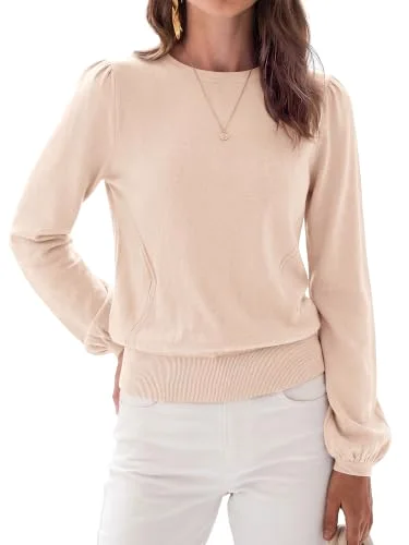 KIRUNDO Puff Sleeve Sweater in Apricot