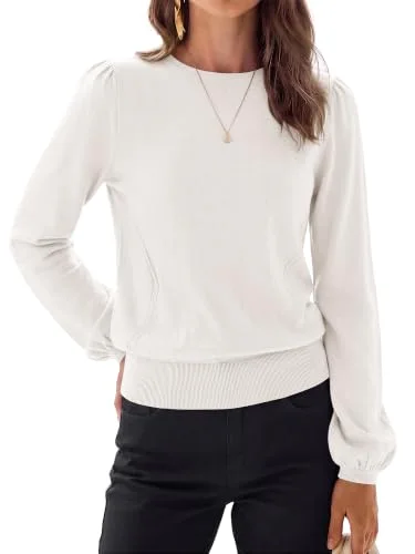 KIRUNDO Puff Sleeve Sweater in White
