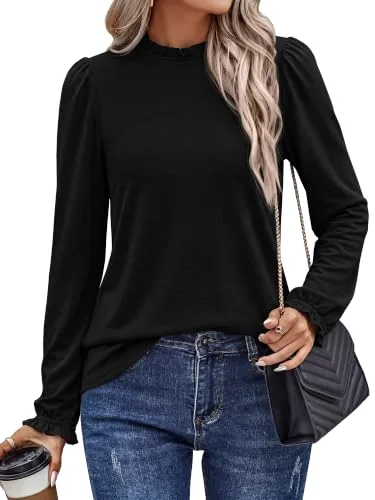 KIRUNDO Relaxed Long Sleeve Blouse in Black