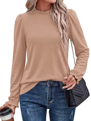 KIRUNDO Relaxed Long Sleeve Blouse in Khaki