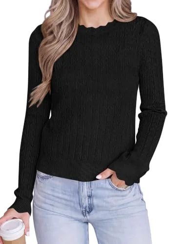 KIRUNDO Scalloped Sweater in Black