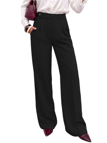 KIRUNDO Side Button Wide Leg Pants in Black