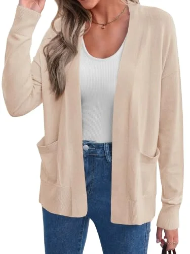 KIRUNDO Soft Knit Open Front Cardigan in Apricot