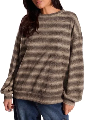 KIRUNDO Waffle Knit Striped Sweater in Khaki