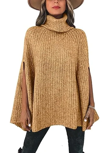 KIRUNDO Chunky Turtleneck Sweater in Yellow Camel