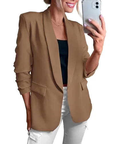 KIRUNDO Single-Button Lapel Blazer in Khaki