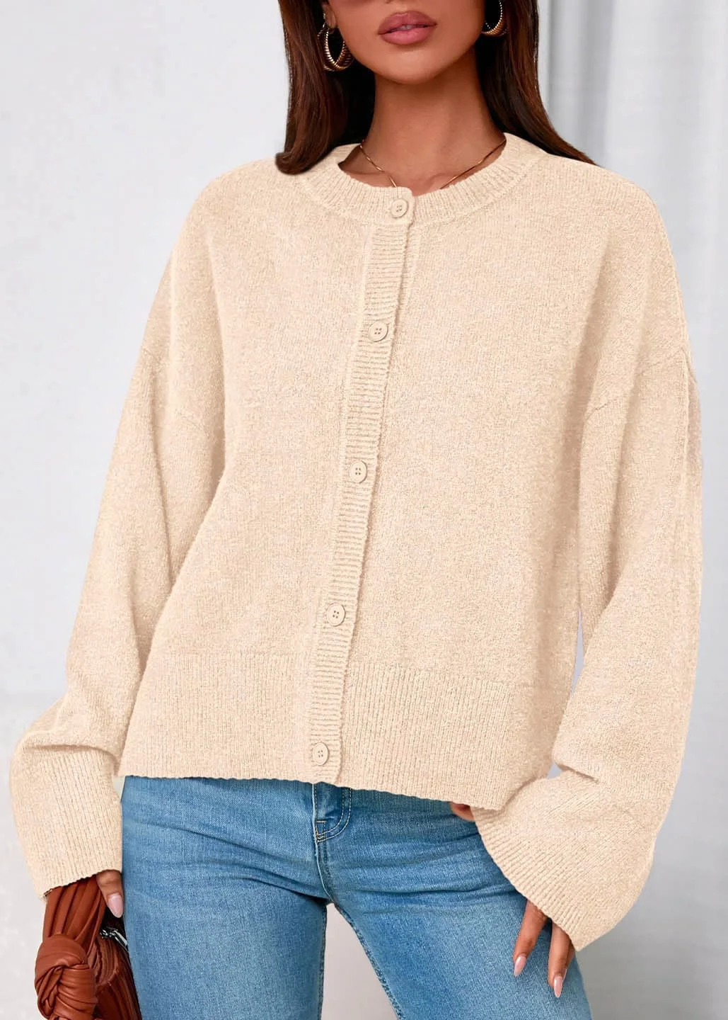 KIRUNDO Oversized Cardigan in Cream, view 5