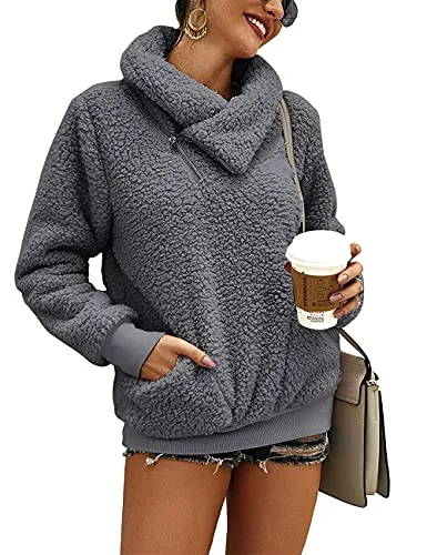 KIRUNDO Sherpa Fleece Sweatshirt in Dark Grey