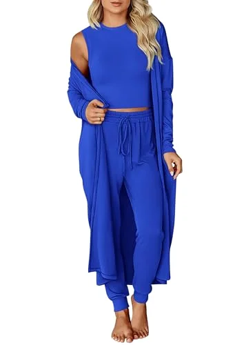 KIRUNDO 3-Piece Cardigan Lounge Set in Blue