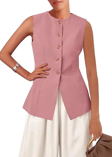 KIRUNDO Button-Front Vest Top in Pink