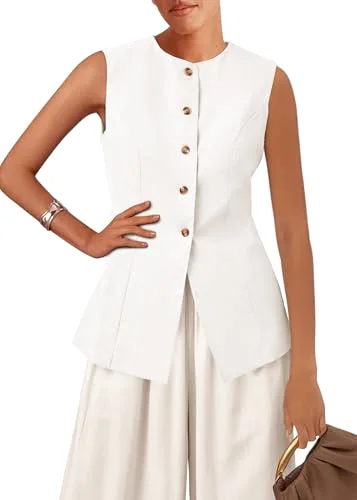 KIRUNDO Button-Front Vest Top in White