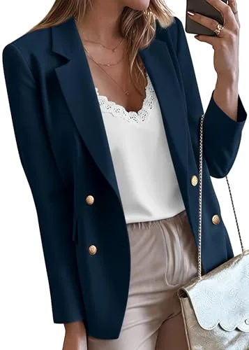 KIRUNDO Double-Breasted Blazer in Navy