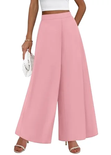 KIRUNDO Elastic Waist Palazzo Pants in Pink