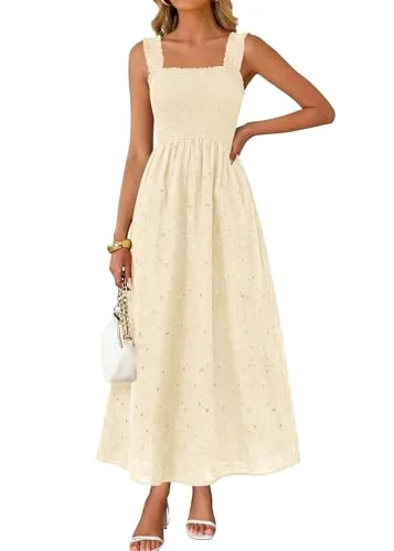 KIRUNDO Eyelet Lace Maxi Dress in Beige