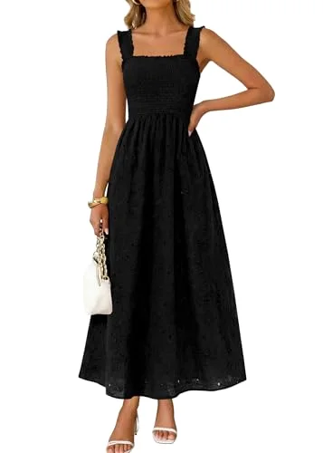 KIRUNDO Eyelet Lace Maxi Dress in Black