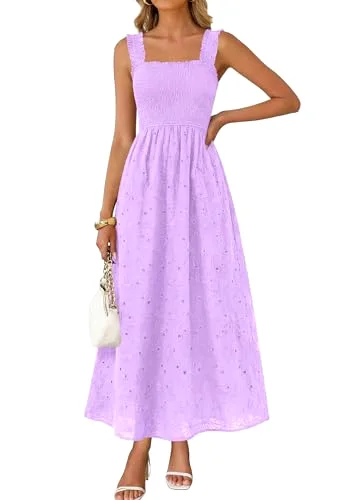 KIRUNDO Eyelet Lace Maxi Dress in Purple