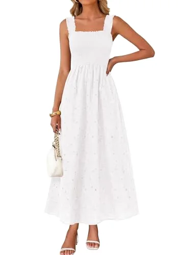 KIRUNDO Eyelet Lace Maxi Dress in White