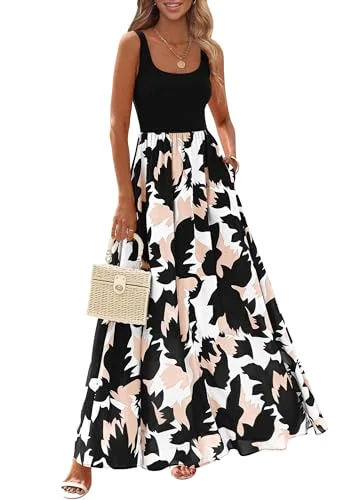 KIRUNDO Floral Boho Maxi Dress in Black