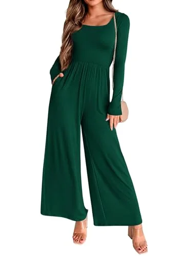 KIRUNDO Long Sleeve Jumpsuit in Dark Green