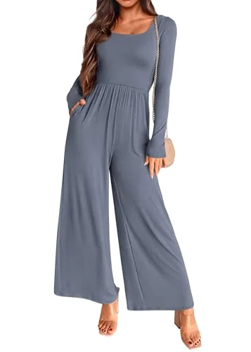 KIRUNDO Long Sleeve Jumpsuit in Dusty Blue