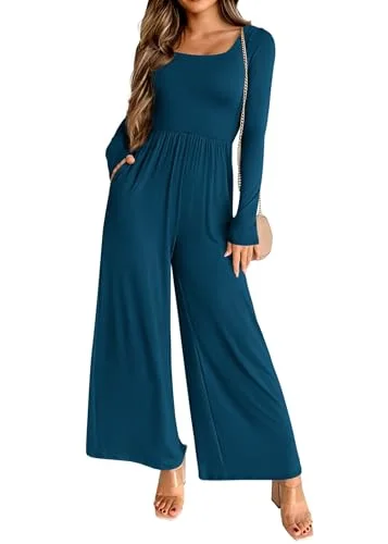 KIRUNDO Long Sleeve Jumpsuit in Lake Blue
