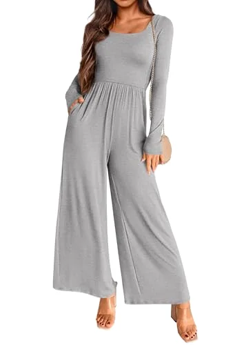 KIRUNDO Long Sleeve Jumpsuit in Light Grey