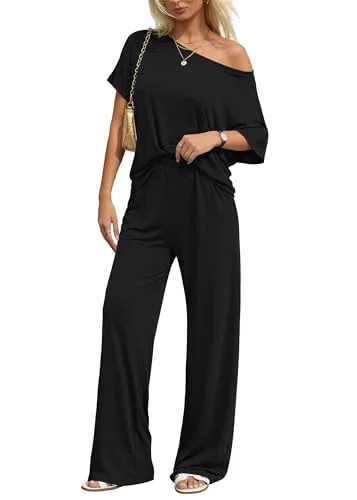 KIRUNDO Off-Shoulder Lounge Set in Black