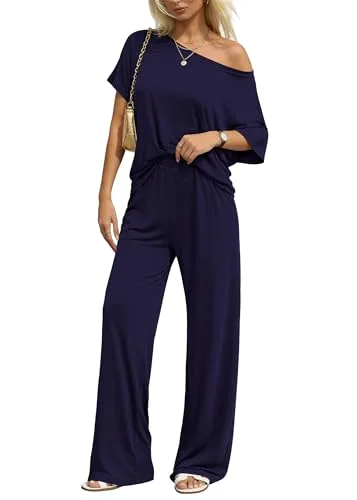 KIRUNDO Off-Shoulder Lounge Set in Navy