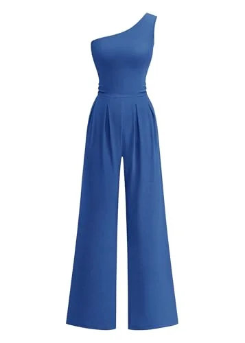 KIRUNDO One-Shoulder Jumpsuit in Blue