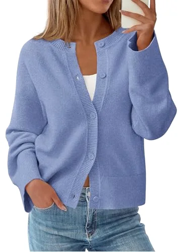 KIRUNDO Oversized Cardigan in Dusty Blue