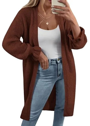 KIRUNDO Oversized Open Front Cardigan in Brown