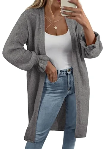 KIRUNDO Oversized Open Front Cardigan in Dark Grey