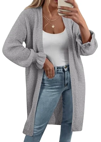 KIRUNDO Oversized Open Front Cardigan in Grey