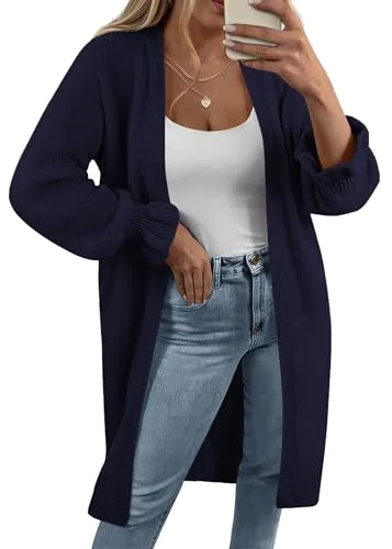 KIRUNDO Oversized Open Front Cardigan in Navy Blue