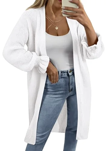 KIRUNDO Oversized Open Front Cardigan in White