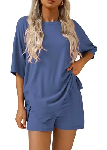 KIRUNDO Oversized Tee and Shorts Set in Blue