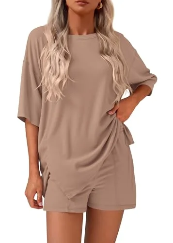 KIRUNDO Oversized Tee and Shorts Set in Khaki