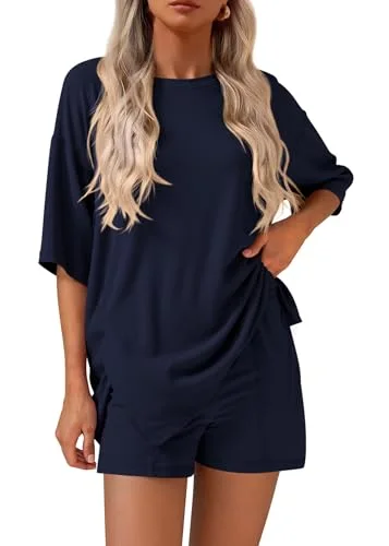 KIRUNDO Oversized Tee and Shorts Set in Navy Blue