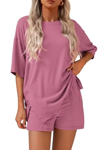 KIRUNDO Oversized Tee and Shorts Set in Pink