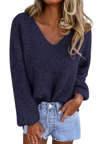 KIRUNDO Oversized V-Neck Sweater in Navy