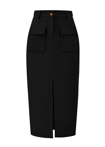 KIRUNDO Pencil Cargo High-Waist Skirt in Black