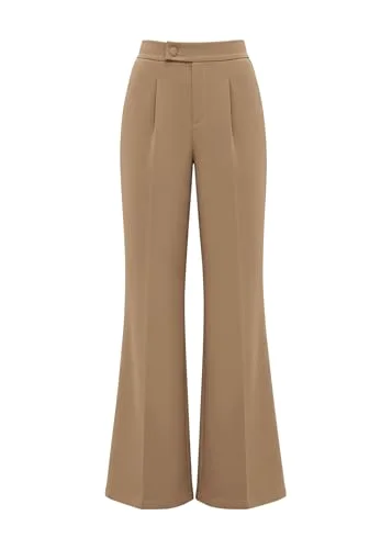 KIRUNDO Pleated Flare Dress Pants in Khaki